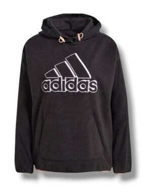 Adidas Women’s NWT Giant Logo Polar Fleece Black Hoodie Jacket